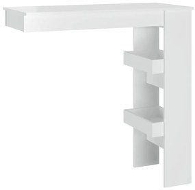 Magasfényű fehér fatermék fali bárasztal 102 x 45 x 103,5cm
