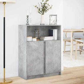 betonszürke szerelt fa tálalószekrény LED-del 77 x 34 x 100 cm