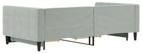 világosszürke kihúzható bársony heverő fiókkal 100 x 200 cm