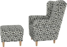 füles fotel puffal, szövet patchwork N1, ASTRID