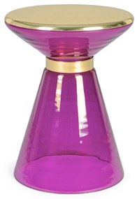 MERIEL lila üveg lerakóasztal 36cm átmérő