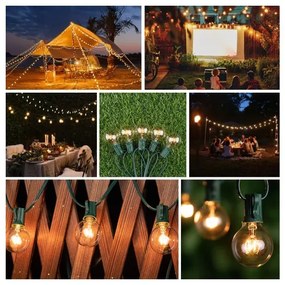 Brilagi -LED Kültéri dekoratív lánc GIRLAND 25xE12 20m zöld IP44 meleg fehér