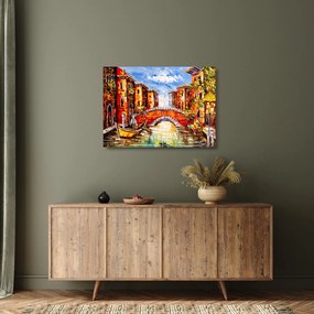 Üveg kép - Olajfestmény a városról III. (70x50 cm)