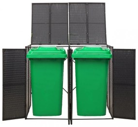 fekete polyrattan dupla kerekeskuka tárolófészer 140x80x117 cm