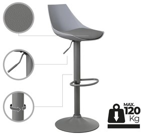 Szürke bőr utánzat állítható magasságú bárszék szett 2 db-os (ülésmagasság 56,5 cm) – Casa Selección