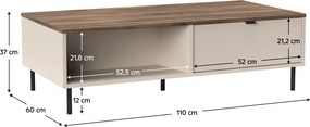 Dohányzóasztal, kasmír/castello tölgy, EYCO 2S/110