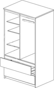 Washington Gardróbszekrény Fehér 90 cm