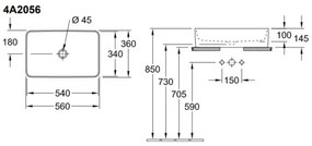 Villeroy & Boch 4A205601 - COLLARO 56x36 cm ráépített mosdó kerámia/fehér