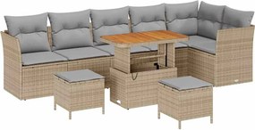 vidaXL Kerti Kanapé Szett 8 pcs Bézs polirattan