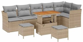 vidaXL Kerti Kanapé Szett 8 pcs Bézs polirattan