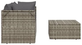 3 részes szürke polyrattan kerti ülőgarnitúra párnákkal