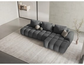 Szürke kinyitható-tárolóhelyes sarokkanapé (jobb oldali-heverő résszel) Linz – Cosmopolitan Design