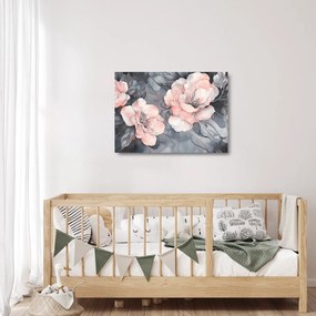 Üveg kép - Virágok vázlata (70x50 cm)
