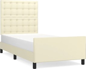 vidaXL krémszínű műbőr ágykeret fejtámlával 100 x 200 cm