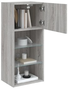 2 db szürke sonoma színű TV-szekrény LED-ekkel 40,5x30x90 cm