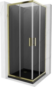 Mexen Rio, szögletes zuhany tolóajtóval 80 (ajtó) x 80 (ajtó) x 190 cm, 5mm szürke üveg, arany profil + fekete SLIM zuhanytálca, 860-080-080-50-40-40…