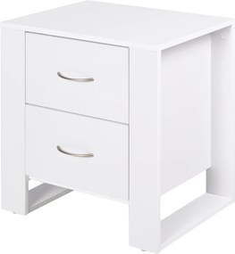 HOMCOM éjjeli szekrény 2 fiókkal, lábakkal és megemelt alappal, modern stílusban, 48x39x54 cm Fehér | Aosom