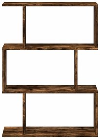 3 szintes füstös tölgy fa elválasztó könyvespolc 70x24x97 cm