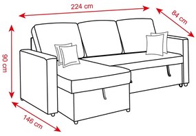 Catini KIMBERLAND kihúzható sarok ülőgarnitúra tárolóhellyel