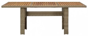 barna polyrattan kerti étkezőasztal 200 x 100 x 74 cm