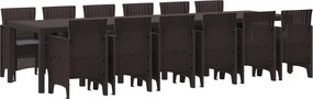 vidaXL Kert étkező szett 13 pcs Barna Polt rattan