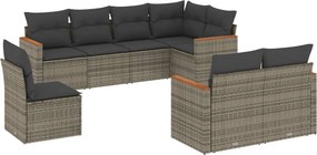 vidaXL 8 részes szürke polyrattan kerti ülőgarnitúra párnákkal