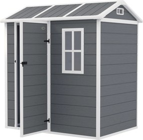 Outsunny kerti ház, szerszámoskamra padlóval, ablakkal, zárható ajtóval, műanyag gyantából, időjárásálló, szürke