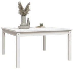fehér tömör fenyőfa kerti asztal 82,5x82,5x45 cm