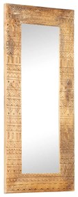 kézzel faragott tömör mangófa tükör 110 x 50 x 2,5 cm