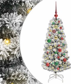 vidaXL Műanyag Hajtogatós Karácsonyfa 150 LED-del Zöld és Fehér 120 cm