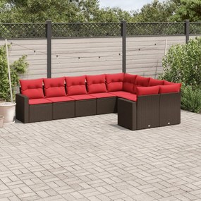 9-részes barna polyrattan kerti ülőgarnitúra párnákkal