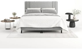Szürke kárpitozott ágyneműtartós franciaágy 160x200 cm Musca – Maison de Rêve