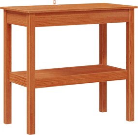 vidaXL Konzolasztal polcokkal Viaszbarna 80 x 40 x 75 cm Tömör fenyőfa