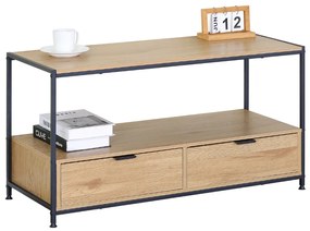 Intenso Home dohányzóasztal fiókkal 100 x 40cm (Aranytölgy) | Masszív fém váz, praktikus fiók