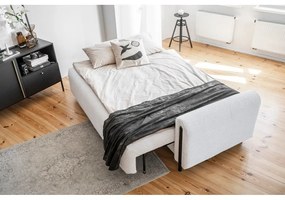 Szürke buklé kinyitható-tárolóhelyes kanapé 244 cm Arcadova – ELTAP