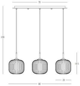 Zambelis 22074 - Csillár zsinóron 3xE27/40W/230V