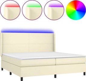 vidaXL krémszínű műbőr rugós ágy matraccal és LED-del 200x200 cm