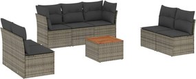 vidaXL 8 részes szürke polyrattan kerti ülőgarnitúra párnákkal