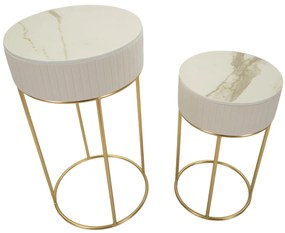 Moden kisasztal 2 db szett fehér és arany színű