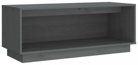 szürke tömör fenyőfa TV-szekrény 90 x 35 x 35 cm