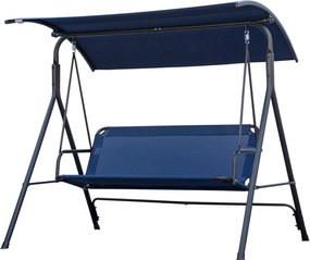 Outsunny 3 Személyes Kerti Mókusfülke Állítható Napernyővel, Kültéri Mókusfülke Lélegző Textilén Üléssel és Fém Vázszerkezettel, 240 kg-ig, 172x110x15