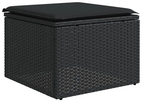 fekete polyrattan kerti szék párnával 55 x 55 x 37 cm