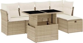 vidaXL 6 részes bézs polyrattan kerti ülőgarnitúra párnával