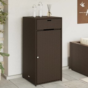 barna polyrattan kerti tárolószekrény 55 x 55 x 111 cm