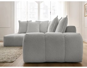 Világosszürke zsenília kinyitható-tárolóhelyes sarokkanapé (bal oldali-L alakú) Everest – Bobochic Paris