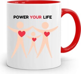 Piros Bögre Dr. Power Your LIFE-nak, fényképes nyomtatással