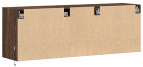 barna tölgyszínű fali TV-szekrény LED-del 130x31x45 cm