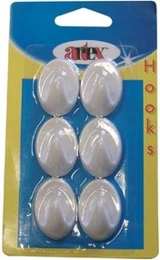 Öntapadós ovális akasztó kicsi Ph Fehér (6 db)