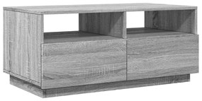 Szürke sonoma színű dohányzóasztal LED-lámpákkal 90x49x40 cm