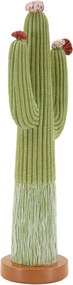Dekor kaktusz szobor talppal – zöld, virágos 16,5X11X45 cm
